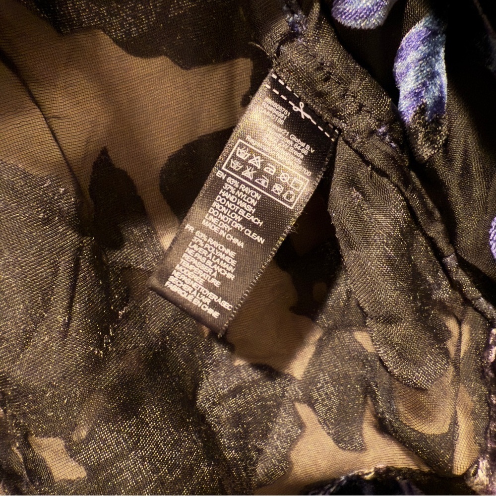 Forever 21 Burnout Velvet Floral Kimono – Black/Blue Sheer Boho Whimsigoth Shawl - Picture 7 of 9